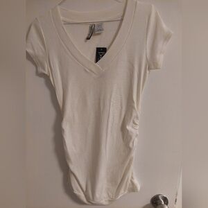 Belly Dance Maternity Cream V-Neck Short Sleeve Top